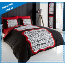 Ensemble de literie housse de couette en polyester noir motif slogan